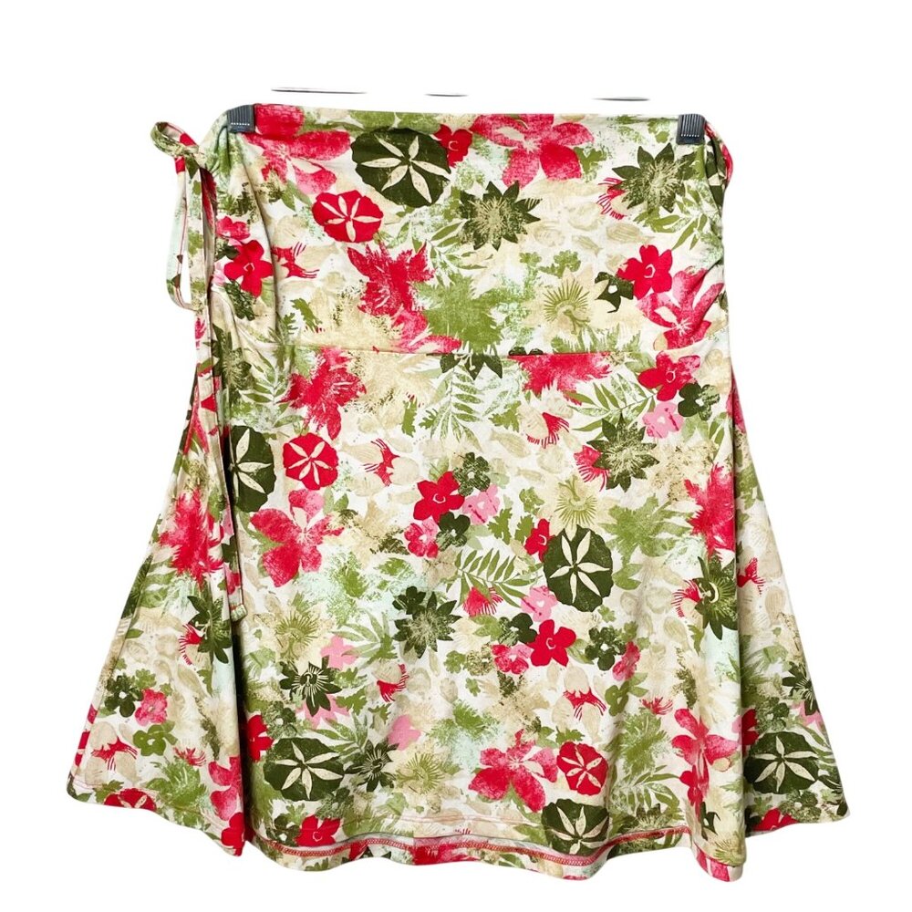 Patagonia Lithia Skirt Floral Mini Size M Stretchy Tie Adjustable Waist Pull On